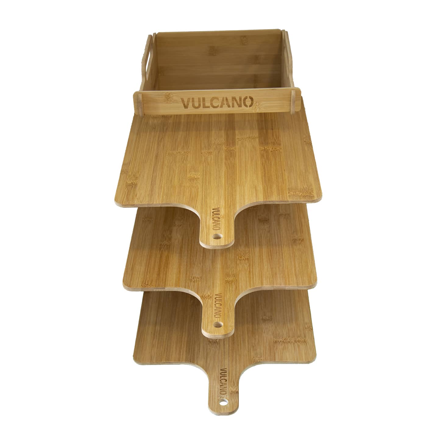 Pack rack à pizza en bambou + planche - Vulcano France